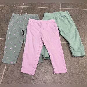 3 pairs baby/toddler girl cotton pants, 18mo, purple & green Carter’s, EUC